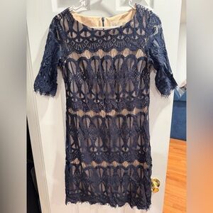 Eliza J Navy Lace Overlay Dress